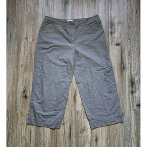 Eileen Fisher Womens Wide Leg Cropped Cargo Pants Taupe Size Large Lagenlook